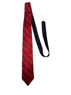Tommy Hilfiger Silk Necktie Red Diagonal Stripe Classic Mens Tie